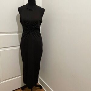 Love J Black Ribbed O-Ring Cutout Sleeveless Maxi Dress XL